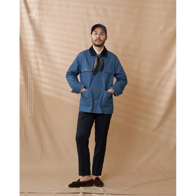 [Code20%ทักแชท] The Safari Denim Jacket สีน้ำเงิน Denim | ผ้า Cotton Denim | Corduroy Collar | กระเป