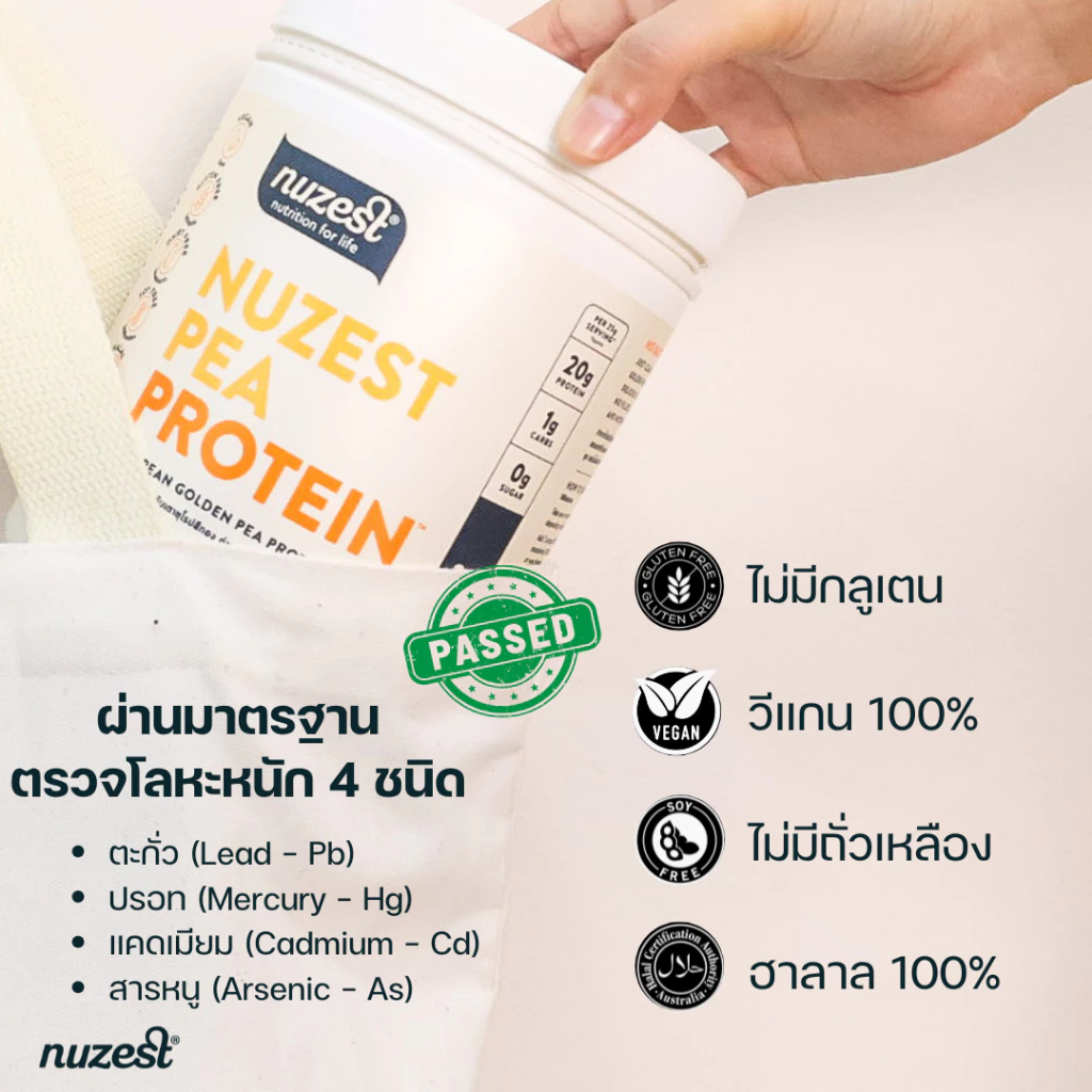 NUZEST โปรตีนพืช Plant Protein จากถั่วลันเตาสีทอง โปรตีนคุณหนูดี ชนิดชงดื่ม Set 1 กระปุก (เลือกรส) thumbnail 9