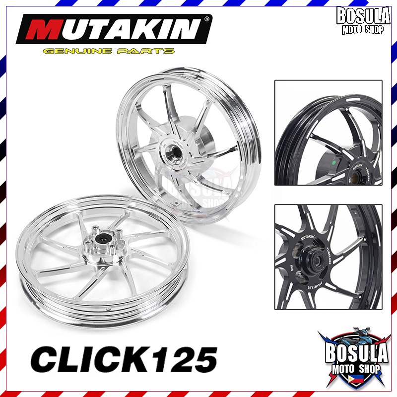MUTAKIN ล้อแม็ก 801 CNC RIM ล้อแม็กคลิก HONDA  คลิก125(i) คลิก150(i) PCX 125 PCX150 รูด้านหลังของเบรก 1.8*2.15-14