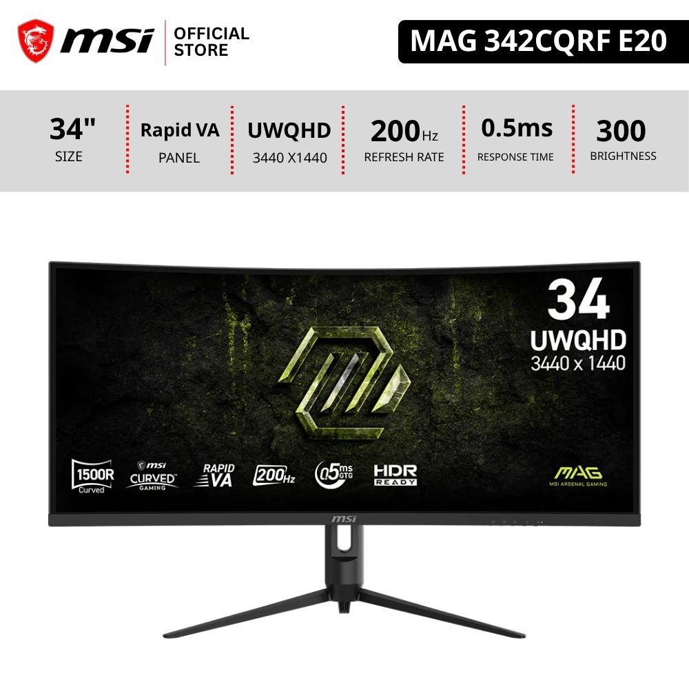 [Pre-รอเข้า1สัปดาห์] MSI MAG 342CQRF E20 Monitor จอคอมพิวเตอร์ จอ 34'' 200Hz (จอคอมพิวเตอร์)