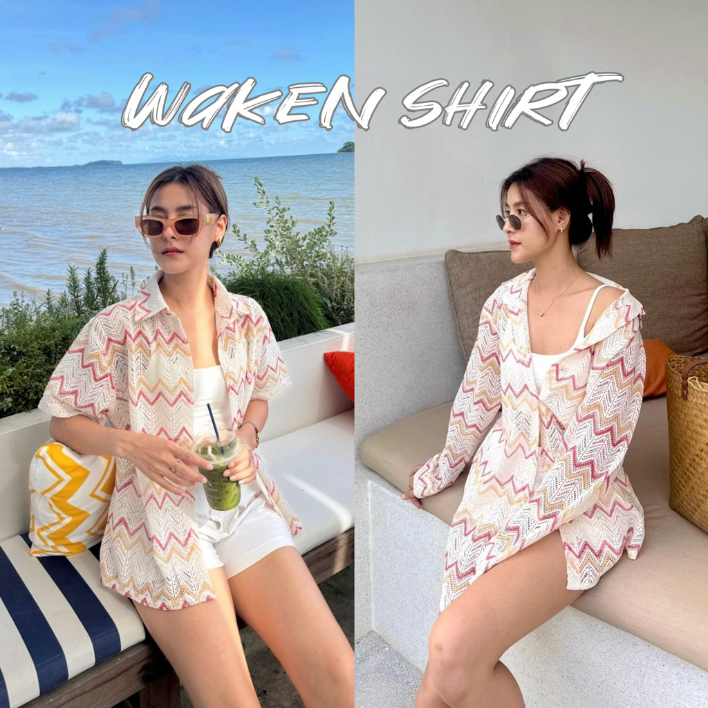 19JAN.STUDIO : WAKEN SHIRT เสื้อเชิ้ตทรงโอเวอร์ไซส์ ผ้าถักลายสวยมาก