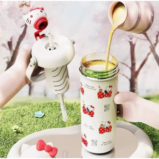 แก้วน้ำเก็บความเย็นลายการ์ตูน Sanrio พร้อมจุกปิดน้ำน่ารักสุดๆ ขนาด 700 ml สแตนเลส316 มียางรองก้นแก้ว มีหูหิ้วแก้วในตัว