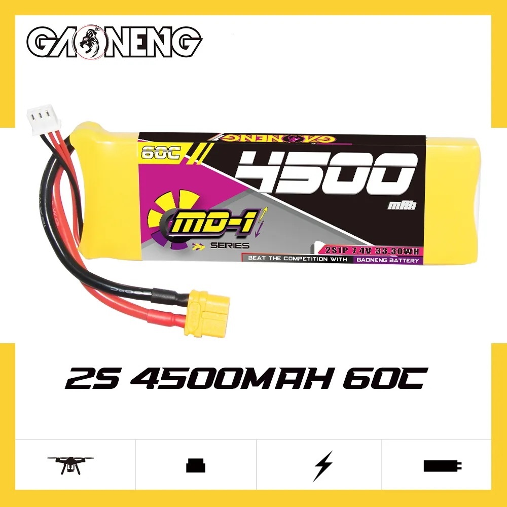 GAONENG GNB MD-1 Series 2S 7.4V 4500mAh 60C LiPo Battery XT60 ของแท้ 100% จัดส่งจากไทย