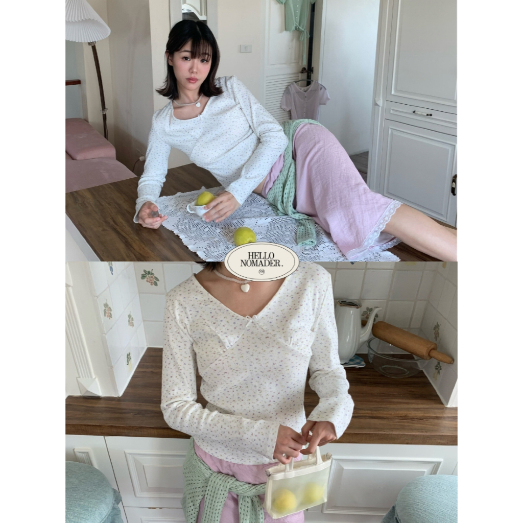 NOMADE.& พร้อมส่ง Cherie dream top  {เสื้อยืดแขนยาวลายดอก)