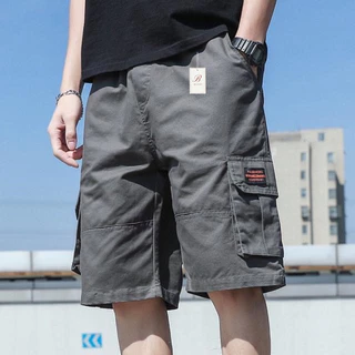 กางเกงขาสั้นลำลองผู้ชายไซส์ M-4XL Cargo Shorts ผ้าคอตต้อน100% สีไม่ตก ทรงสวย ใส่สบาย กางเกงขาสั้นเอวยืด กระเป๋าข้าง ผู้ช