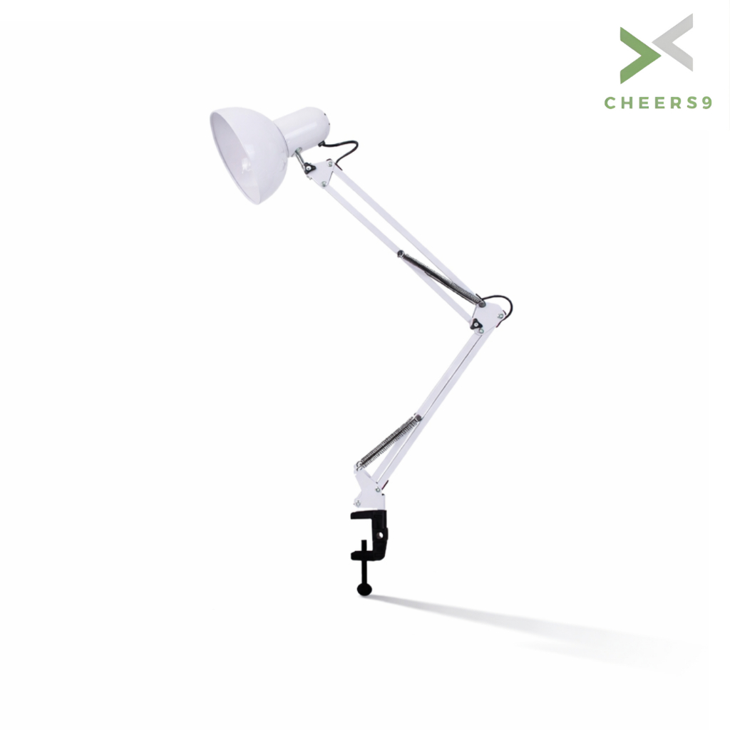 Cheers9 โคมไฟหนีบโต๊ะ โคมไฟสีขาว โคมไฟทำงาน Table lamp clip ปรับขึ้น-ลงได้