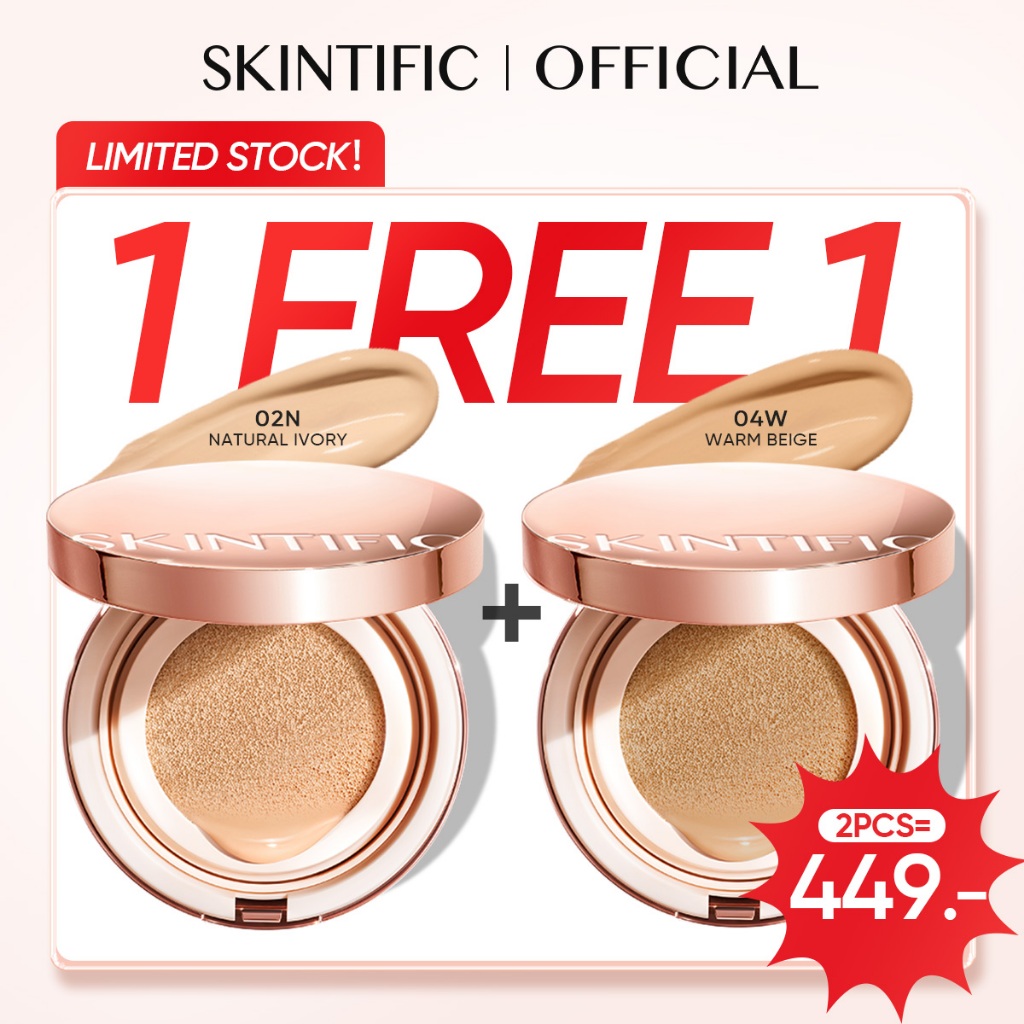 SKINTIFIC Cover All Perfect Air Cushion Perfect Stay Velvet Matte Cushion สีฟ้า คุชชั่นรองพื้น ปกปิด
