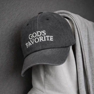 God’s Favorite Embroidered Minimal Cap หมวกแก๊ปเฟดสีเทา “God’s Favorite” ลุคสตรีทพรีเมียม