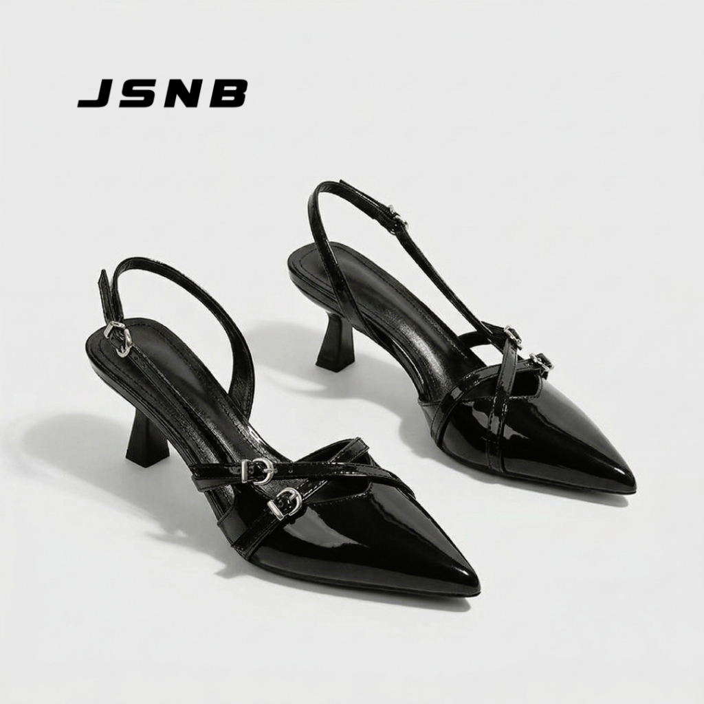 JSNB ส่งฟรี รองเท้าส้นสูง รองเท้าหัวแหลม ส้นเข็ม รองเท้าคัทชู ใส่ทำงาน พร้อมส่งจากไทย [LN118]