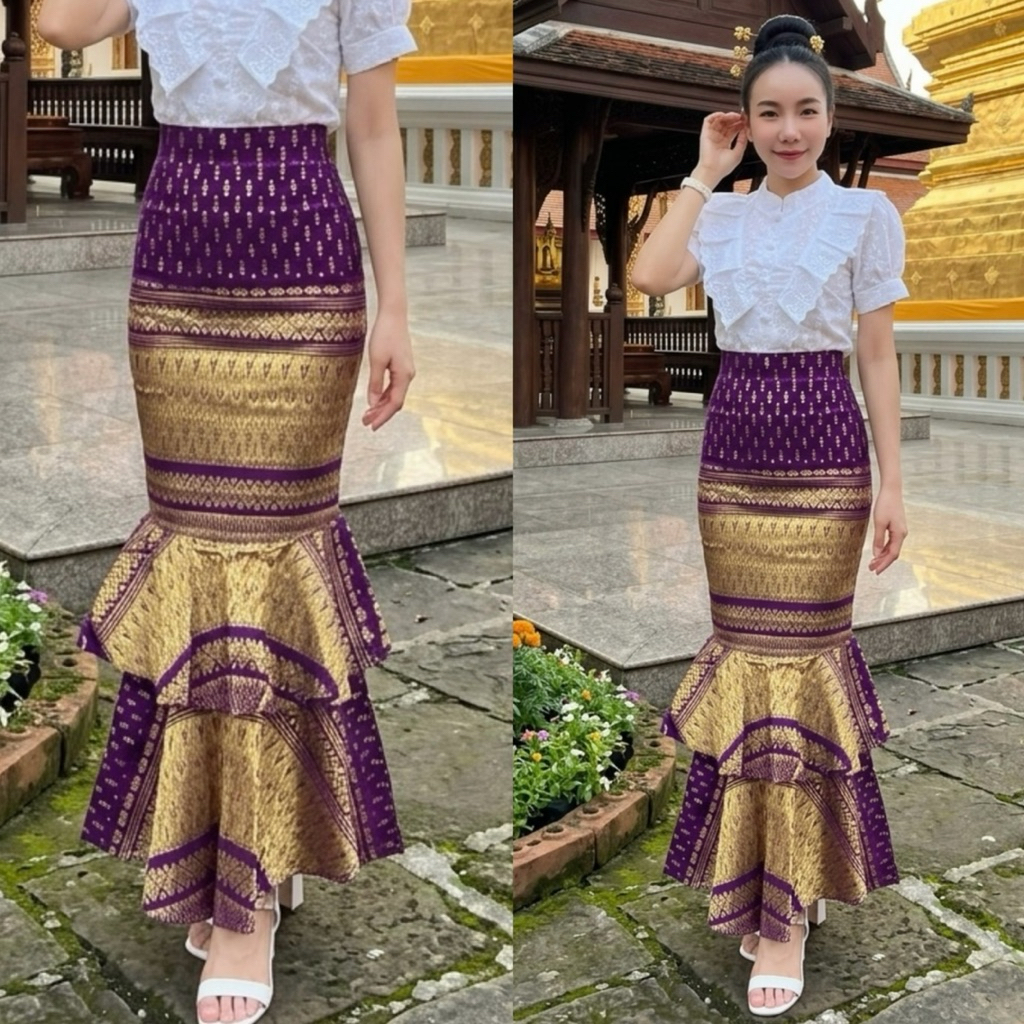 ผ้าถุงสำเร็จรูป หางปลา2ชั้น รูปที่ 4