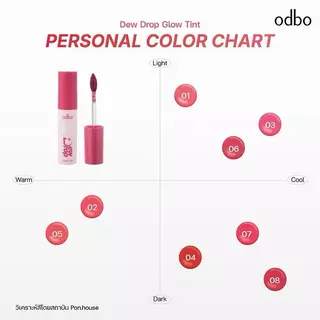ลิปทินท์ ODBO DEW DROP GLOW TINT OD5027 ดิว ดรอป โกลว์ ทินต์ โอดีบีโอ เนื้อฉ่ำวาว ลิป ติดทน บางเบา