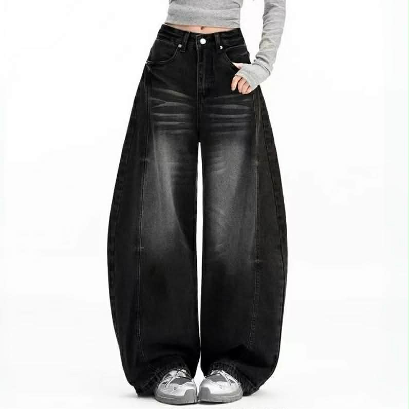 #717 (XS-9XL) jinjeans Barrel baggy Jeans ปลายขา 12-13.5 กางเกงยีนส์ทรงหลวม กระบอกใหญ่ ขากว้าง