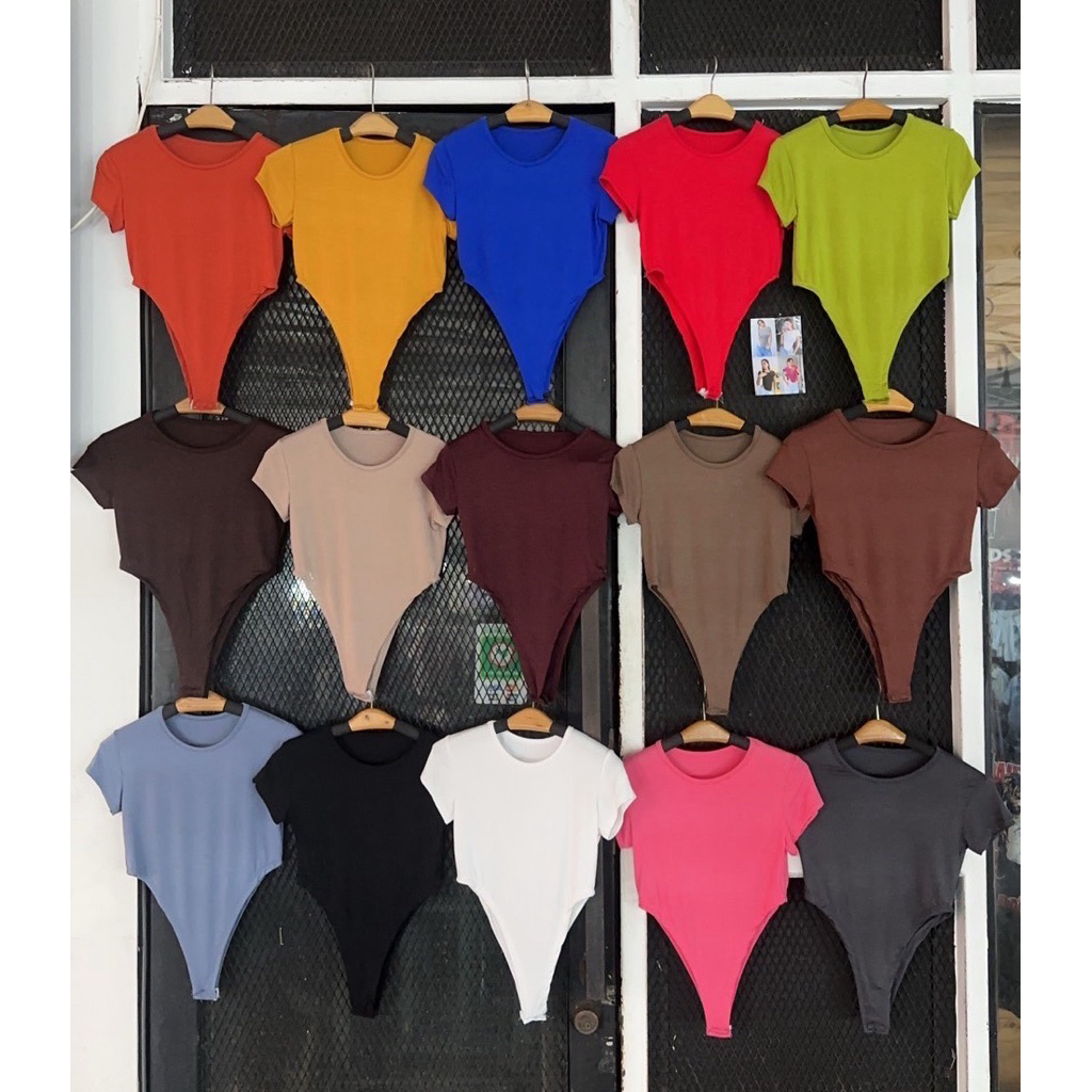 MNV STUDIO bodysuit บอดี้สูทคอกลมแขนสั้น เว้าเองสูง