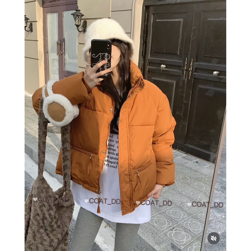 Coat DD 🧡 Zipper Puffer Copped สีคาราเมลหรือส้มอิฐ