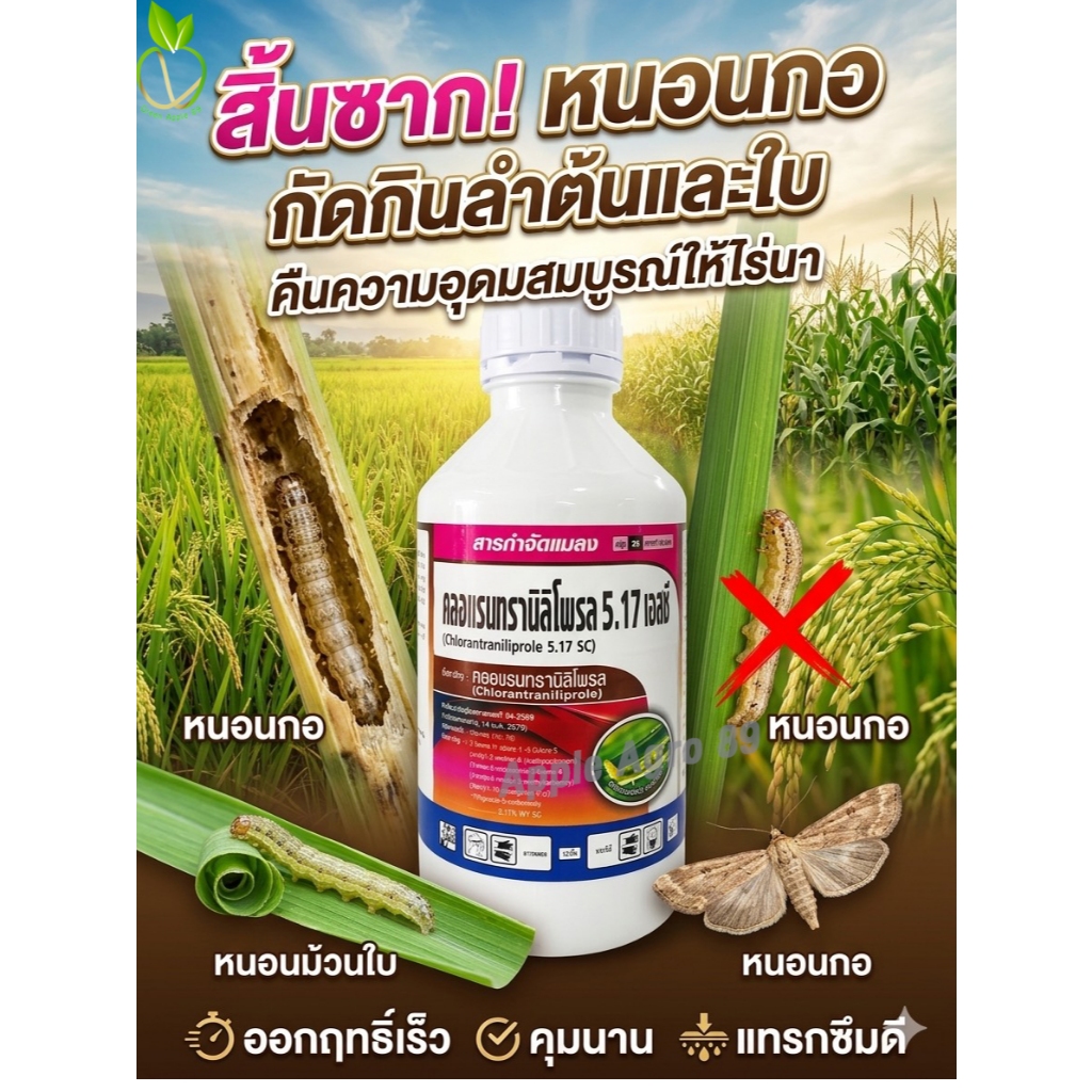 คลอแรนทรานิลิโพรล คลอร์รีท กำจัดหนอนกอ หนอนใบขาว ขนาด 1 ลิตร