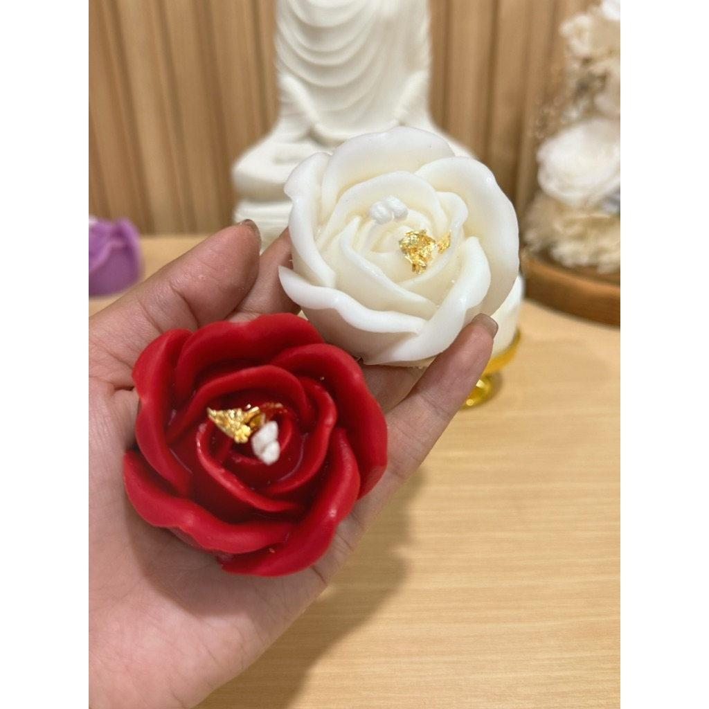 พร้อมส่ง ส่งไวมาก!! เทียนหอมดอกกุหลาบ งานเเฮนด์เมด ผลิตจากไขถั่วเหลือง