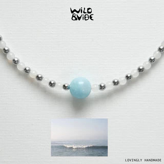 “Ocean Whisper” Aquamarine Necklace 💙 สร้อยคอหินอะความารีน + เฮมาไทน์ | Minimal Luxury | Unisex | พร้อมส่ง