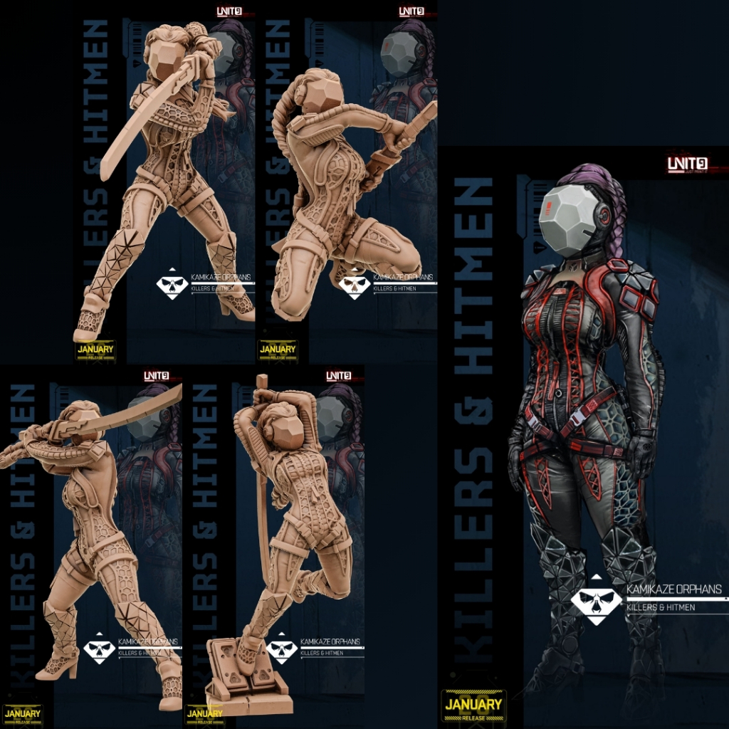 Kamikaze Orphans - Killers & Hitmen - Construct Humanoid Android-Synth Human / 32mm scale 3D printed miniature UN9