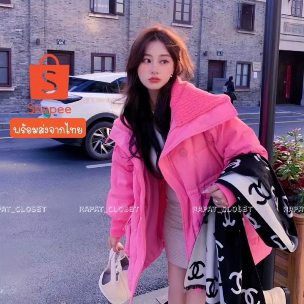 🌨️🧸Fleece Collar Coat🧸🌨️R016 พร้อมส่งค่ะ โค้ทกิมมิคแต่งขนแกะปกคอทรงคลุมไหล่ ปรับเข้ารูปเป็นทรงเดรสได้ร