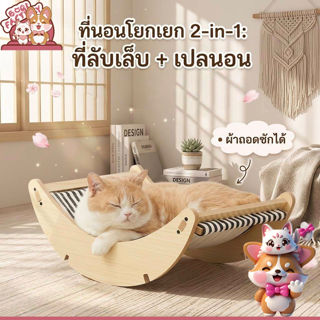 Boqi Factory เปลญวณสำหรับแมว แบบพกพา เฟอร์นิเจอร์เก้าอี้เอนนอน โยกสำหรับแมว Catchair2