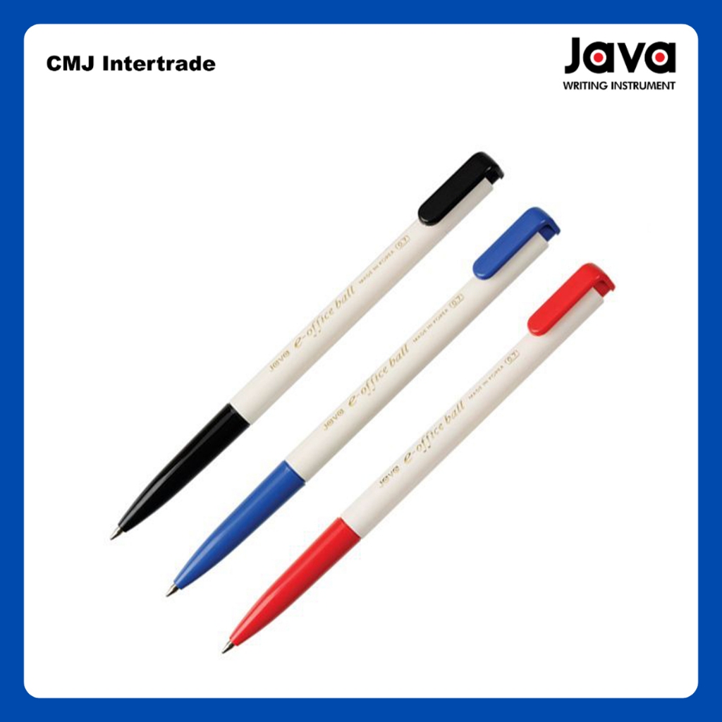 JAVA E-office ปากกาลูกลื่น สีน้ำเงิน สีดำ สีแดง ขนาด 0.5 / 0.7 และ 1.0 มม.