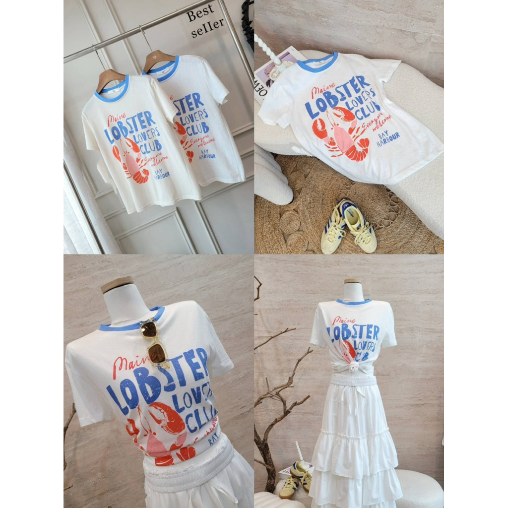 เสื้อยืดสลาฟผ้าบางอย่างดีlobster (พร้อมส่ง