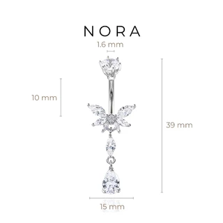 Jewelry แหวนสะดือ ปุ่มท้องแหวน สเตนเลส ผีเสื้อ ใกล้ชิด เจาะสะดือ เครื่องประดับหน้าท้อง NR260727