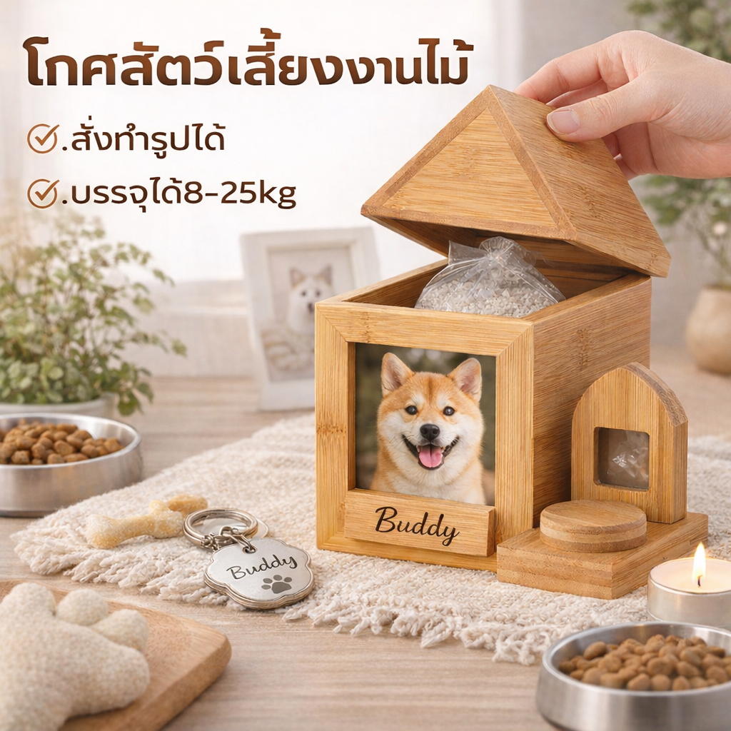 (ส่งจากไทย) ที่เก็บกระดูกสัตว์เลี้ยง กล่องเก็บอัฐิ น้องหมา น้องแมว กระต่าย หนู ต่างๆ สั่งทำรูปได้