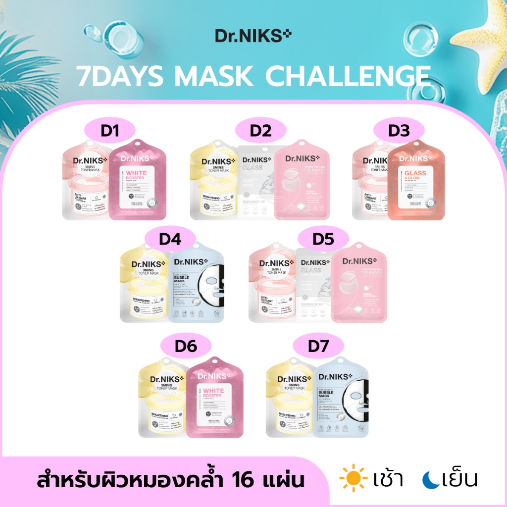 Dr.Niks Set สำหรับผิวหมองคล้ำ เช้า-เย็น ดร.นิกส์ (มาสก์หน้าคุณหมอ)