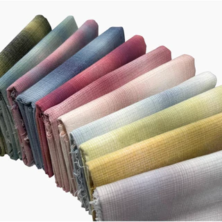 ผ้าทอสีเหลือบเนื้อดีมาก ผ้าทำกระเป๋าสไตร์ญี่ปุ่น ผ้าทำงานDiy(สีเหลือบ สีพื้น)