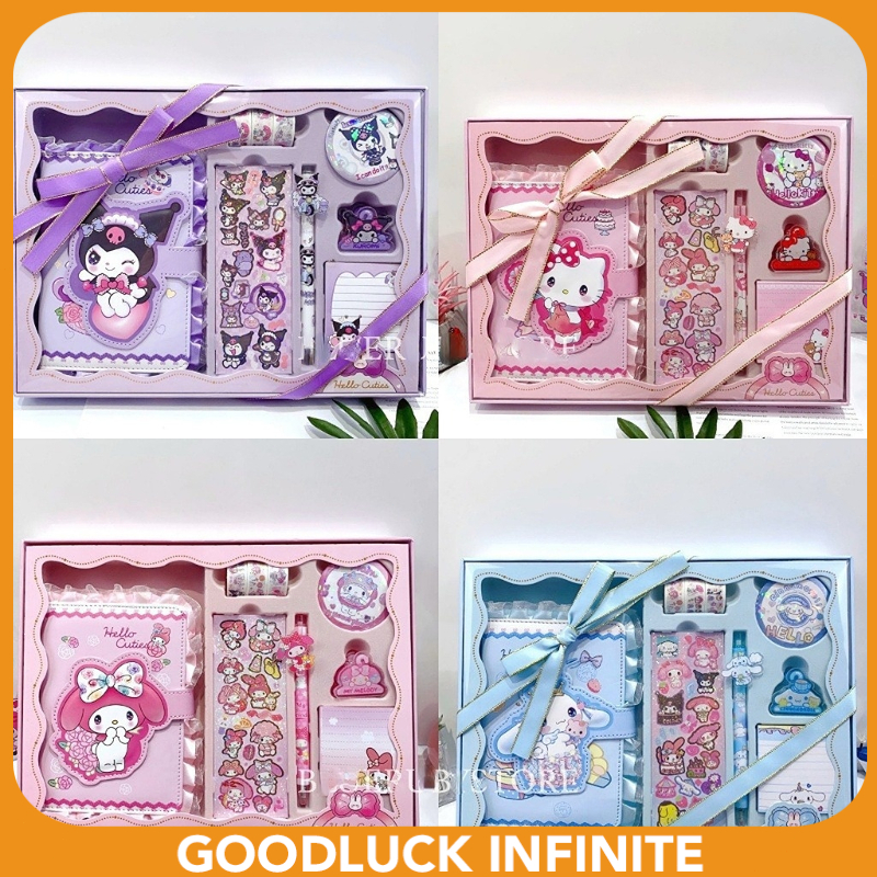 Gift Set เครื่องเขียน 11ชิ้น ลายการ์ตูน (สมุดโน๊ต ปากกาเจล สติกเกอร์ ) ของขวัญเด็ก