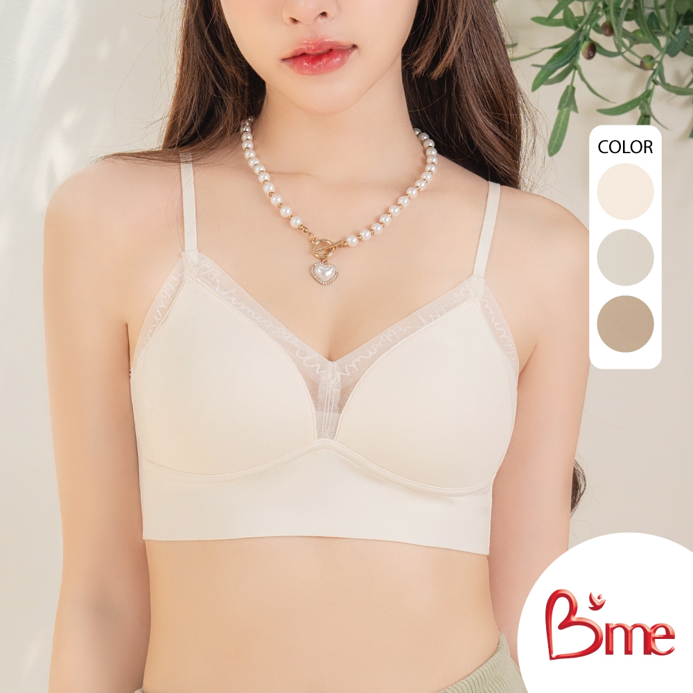 B'me เสื้อชั้นในไร้ขอบสวมหัว level 1ฟองบาง รุ่น ME1A4D สีครีม สีเขียวอ่อน สีโอวัลติน New M.5
