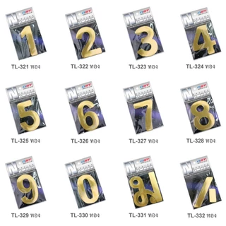 ตัวเลขบ้านเลขที่ ตัวเลข 0-9 สัญลักษณ์ สีเงินเงา/ สีทอง รุ่น TL-321>332. ขนาด 3 นิ้ว (8cm) > แถมเทปกาวสองหน้า < [S24]