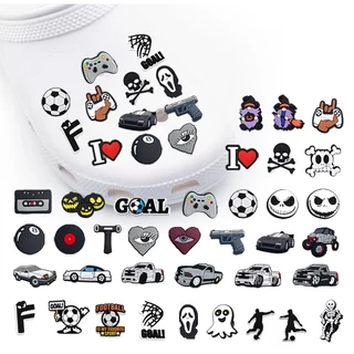 Hot 💥1pcs shoe Charms DIY ถอดออกได้ การ์ตูนแฟชั่นสีเทาดำน่ารักและตลกY2K สุดอินเทรนด์ sandal pin สติ๊กเกอร์ติดรองเท้า