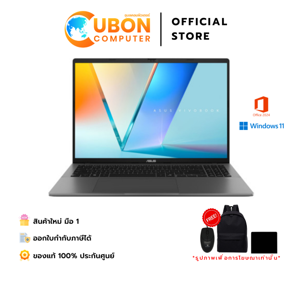 ASUS VIVOBOOK S16 S3607QA-OLED054WA NOTEBOOK (โน้ตบุ๊ค) /  Snapdragon X X1 26 100 / 16GB / 512GB / W