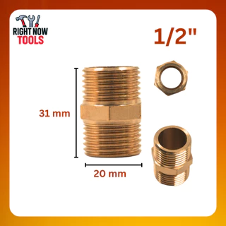 นิปเปิ้ลทองเหลือง ไม่ชุบ ไม่ลอก เกลียวมาตรฐาน 1/8” - 1” แข็งแรง ทนสนิม งานประปา/ลม