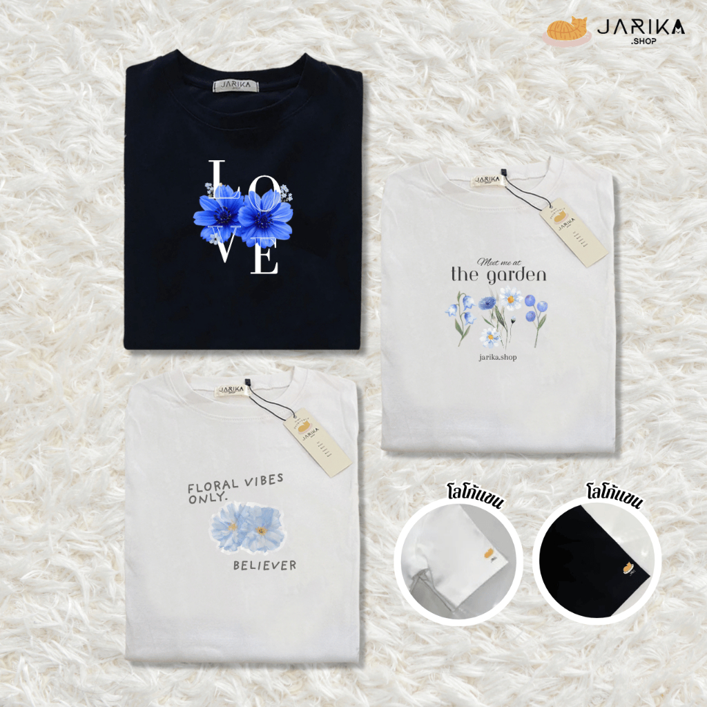 Jarikashop - เสื้อยืดลาย flower  ( งานป้าย.. Jarika ) ( จ183 ) ( 2/2 )