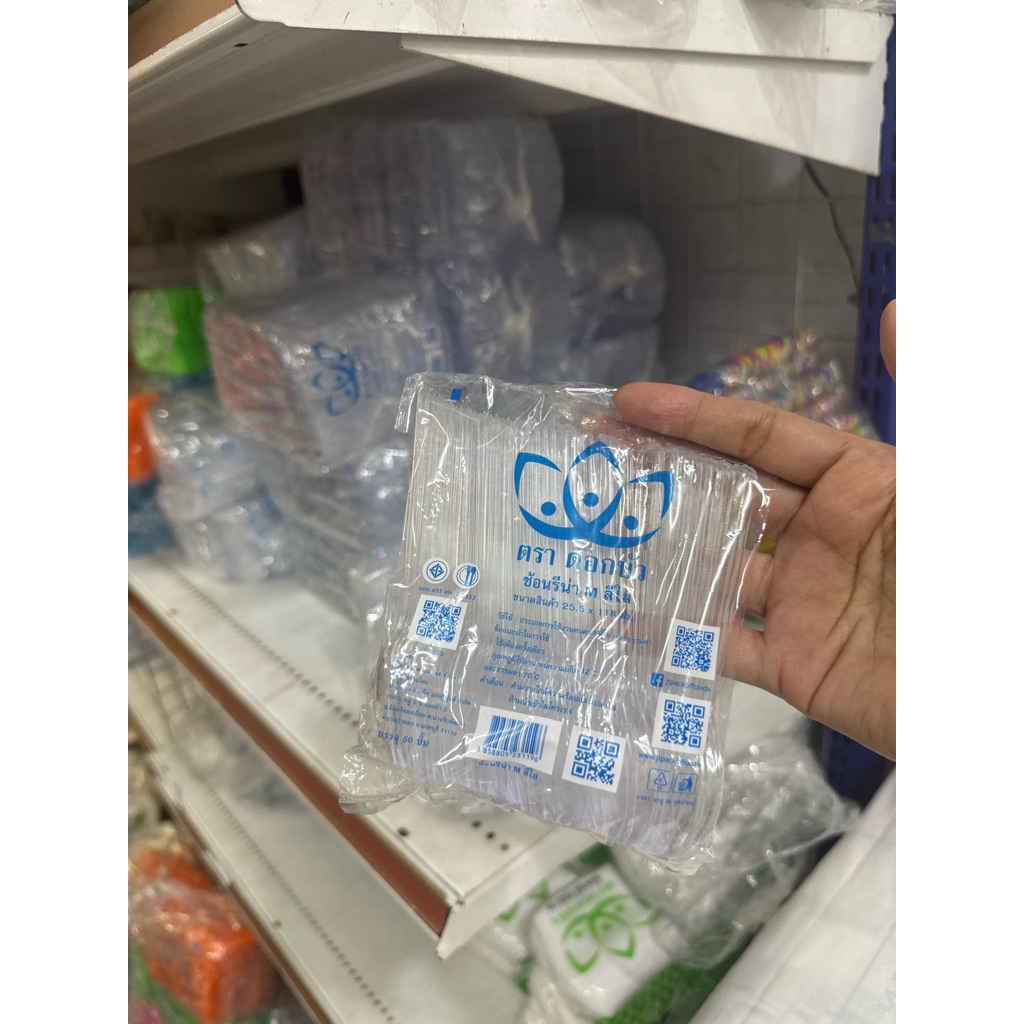 ช้อนรีน่า M ใส ตราดอกบัว บรรจุ 50 ชิ้น