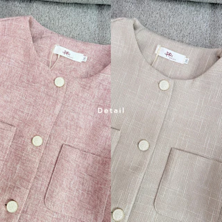 POI เสื้อทวิตคอกลมแต่งกระดุมขาว พรีเมี่ยมคลาสสิค C001D7