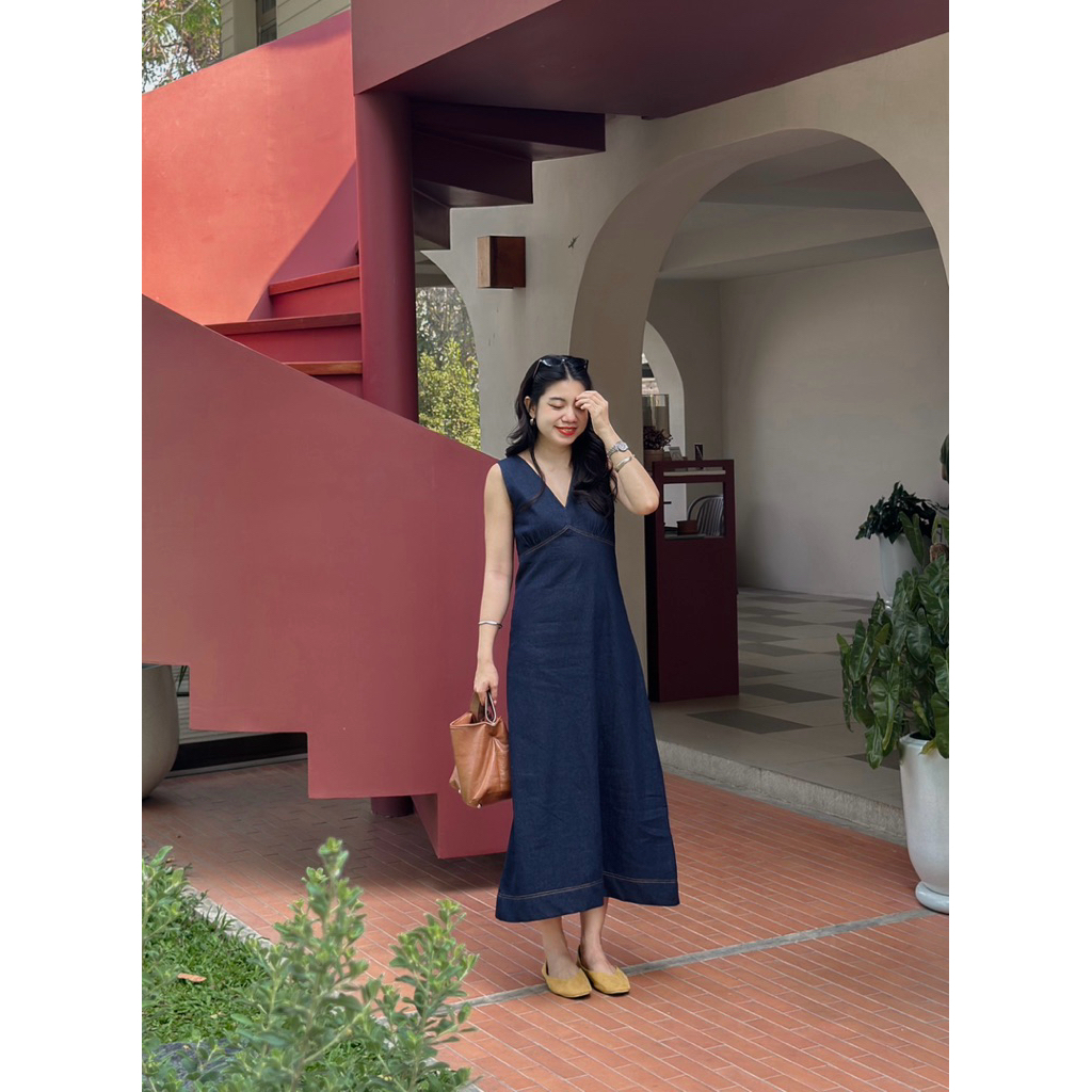 Milin dress เดรสยีนส์ยาว : everydaylookk store