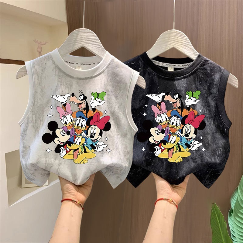 COD+Baby Studio ผ้าฝ้าย100% 2026 ใหม่ เสื้อกั๊กเด็ก Disney ลวดลายการ์ตูน นุ่มสบาย แฟชั่น หลวม 3-12ปี จัดส่งในกรุงเทพฯ