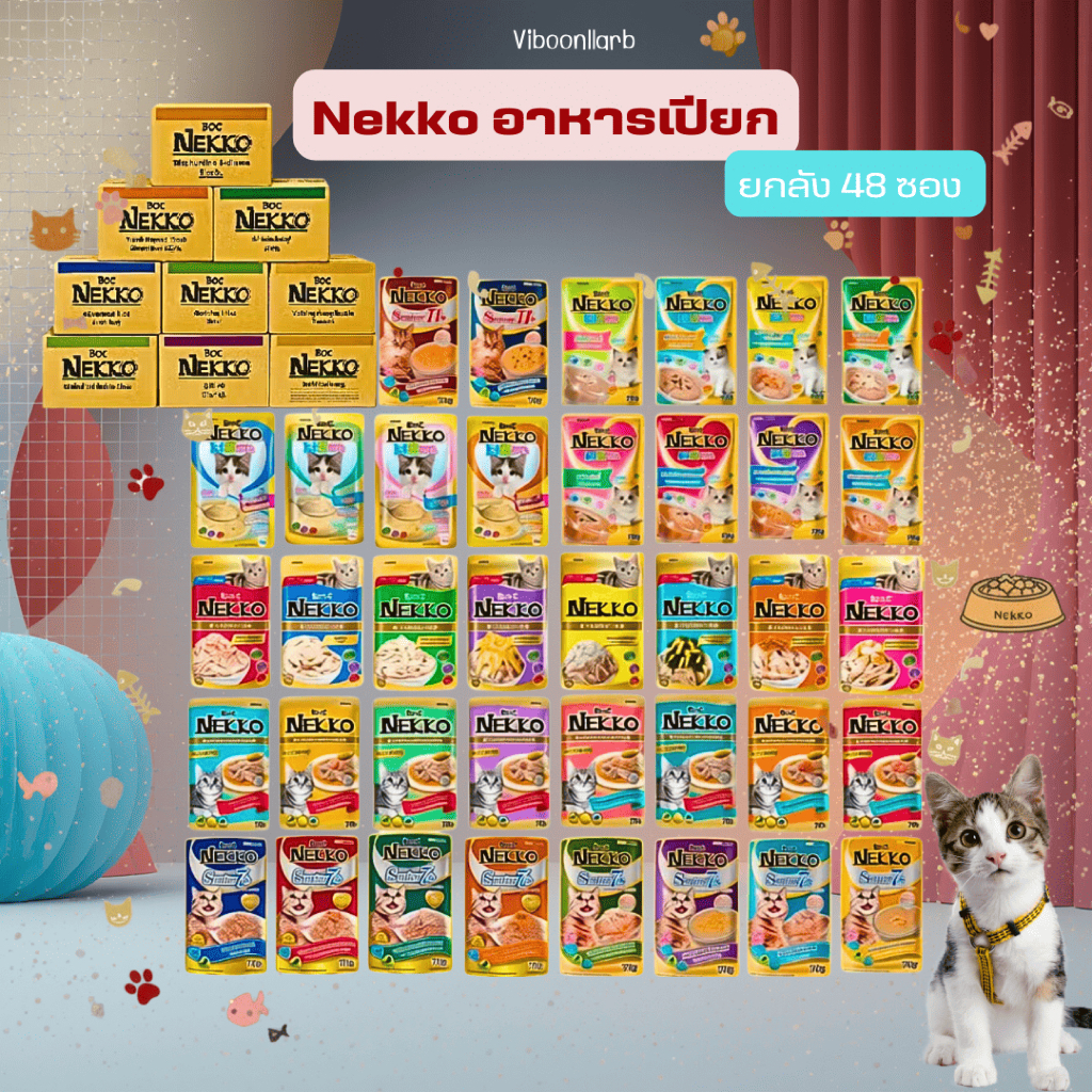 [ยกลัง 48 ซอง] Nekko อาหารเปียกแมว 70g อร่อยเต็มคำ ถูกใจน้องเหมียวทุกมื้อ
