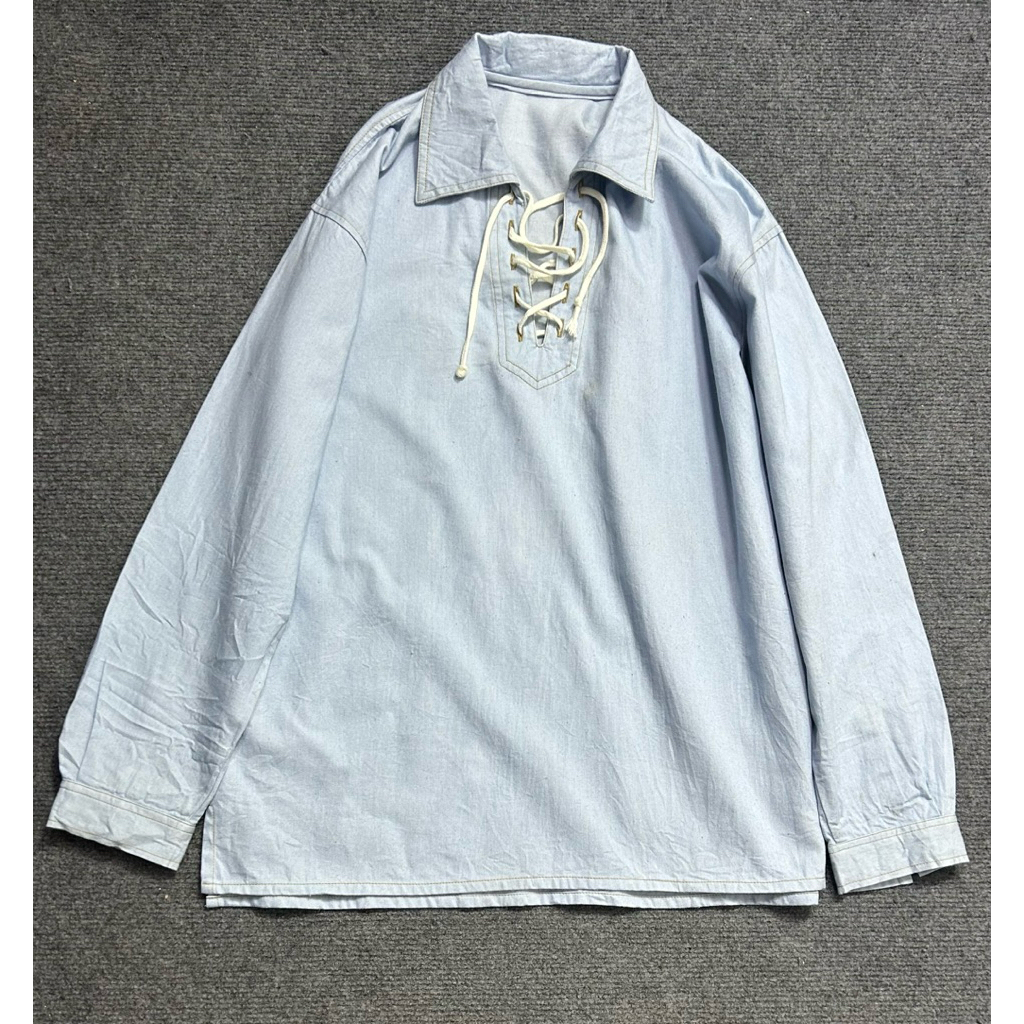 vintage style cotton lace front tunic shirt