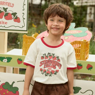 lookbookpetite Strawberry fields t-shirt สี cream,pink