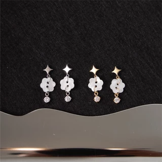 earika.earrings - Petal Glint Drop ต่างหูวิ้งค์ห้อยกระดุมดอกไม้ วัสดุสแตนเลส (stainless steel) เหมาะสำหรับคนแพ้ง่าย