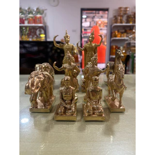 เครื่องตั้งศาลทองเหลือง ตุ๊กตานางรำ ตายาย ช้างม้า คนรับใช้ชาย–หญิง I สวยงาม ประณีต ทนทาน I จัดส่งไว