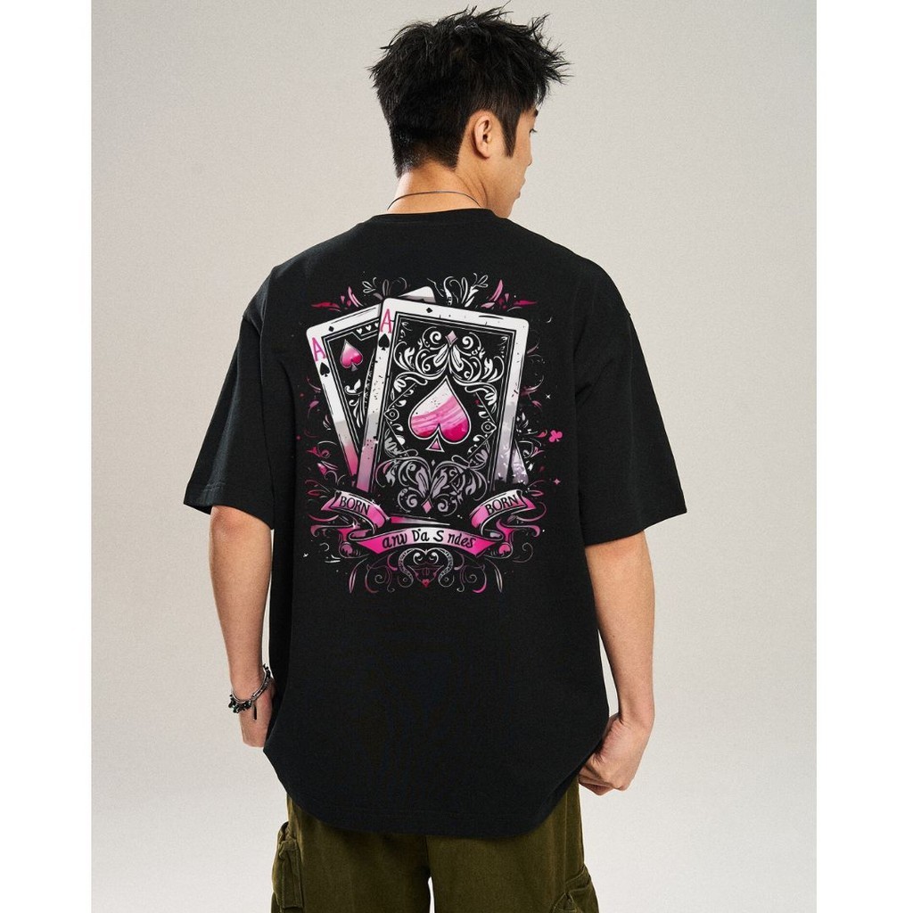 ไพ่พิมพ์ลาย เสื้อยืดโอเวอร์ไซส์ "playing card"ผ้าคุณภาพสูง ผ้าCOTTON ไม่ต้องรีด unisex จัดส่งจากประเทศไทย