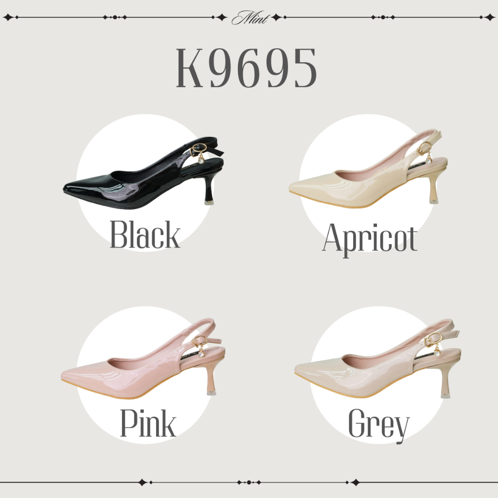 K9695 รองเท้าคัทชู หนังเคลือบเจล Slink Back ส้นสูง 2 นิ้ว