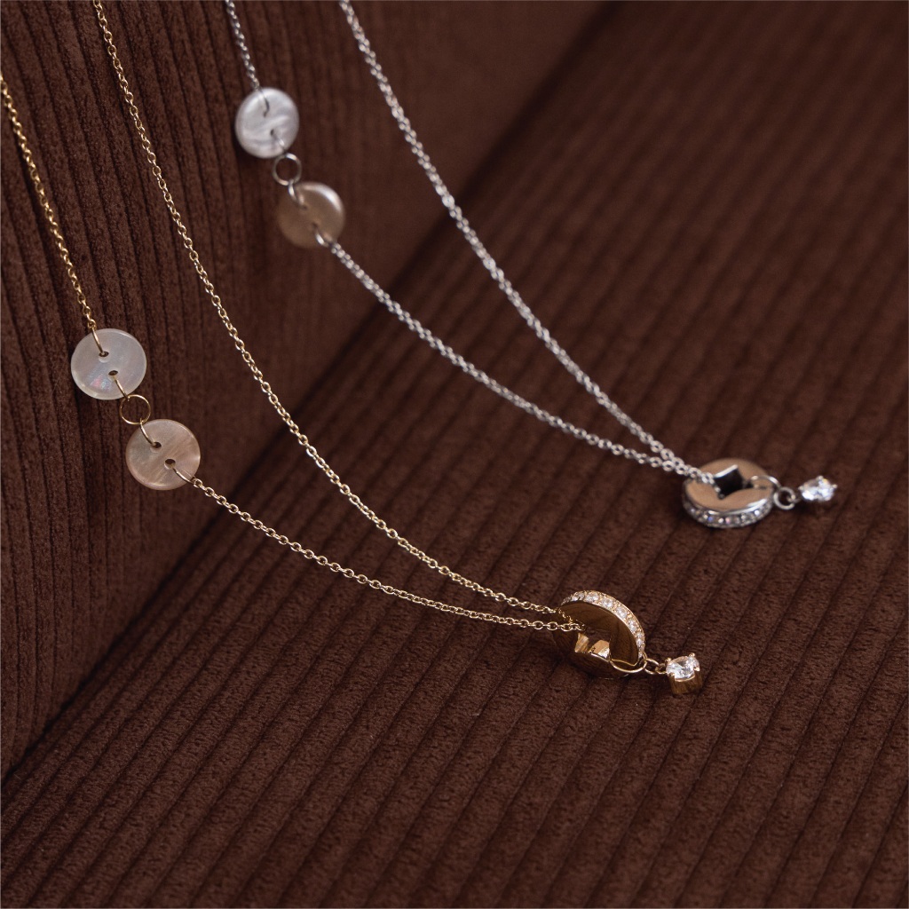 earika.earrings - halo button necklace สร้อยคอวงล้อกระดุม วัสดุสแตนเลส (stainless steel) เหมาะสำหรับคนแพ้ง่าย