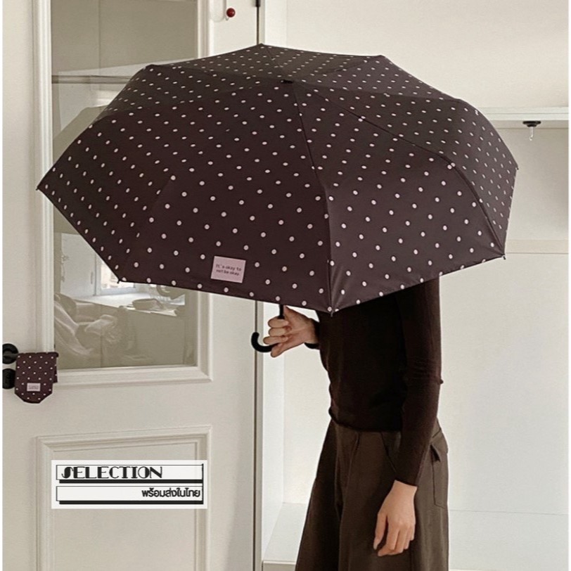 ☂️ส่งจากไทย* ร่ม Korean Style ลายจุด ร่มพับ ด้ามจับตะขอ กันแดด กันฝน ป้องกันUV แข็งแรง Polka dot ร่มน่ารัก ร่ม Cute